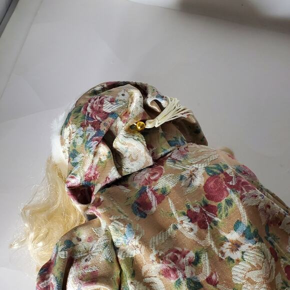 Old World Santa with pink paisley coat 17" tall Christmas tree topper Excellent - Picture 11 of 11